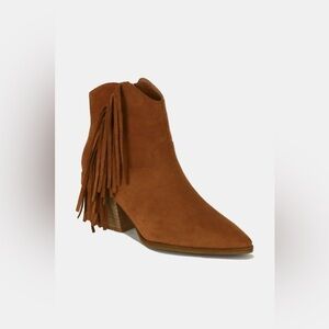 Beast Fashion Suede Fringe Point Toe Ankle Boots